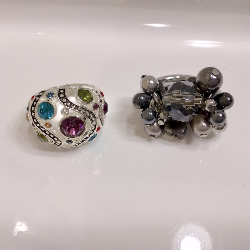 Lot 2 Premier Designs Cocktail Ring 5 Color Theory Stretch Glam Slam New in Box